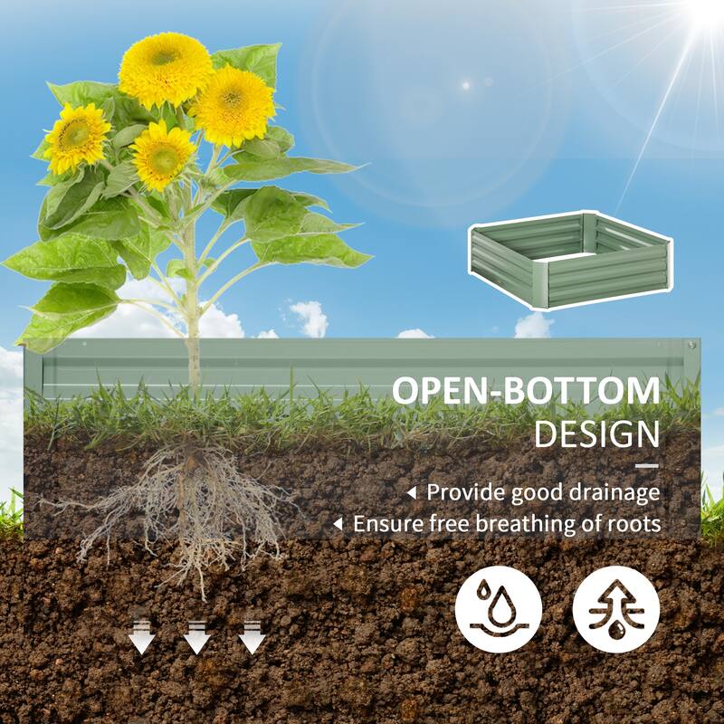 Outsunny Set of 2 Garden Beds Steel Metal Planter Boxes