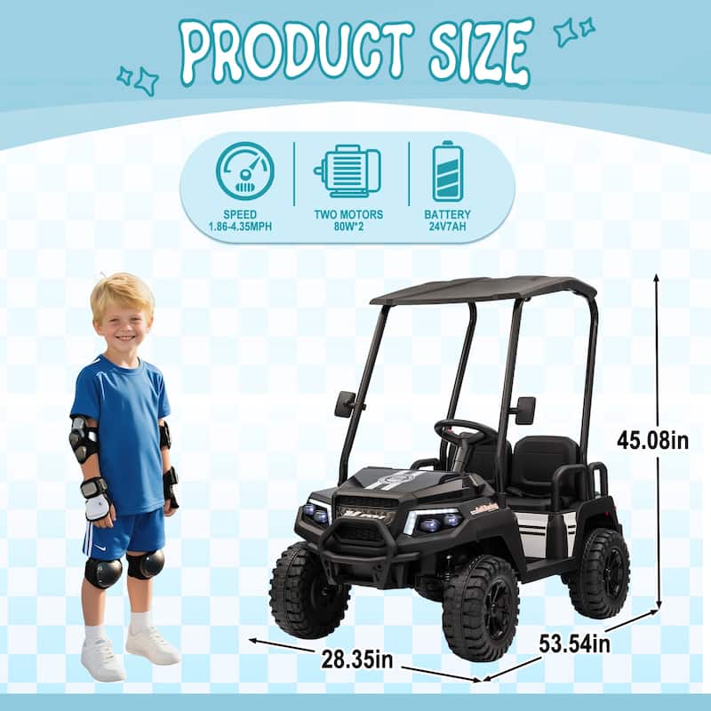 24V XL Kids Ride On Electric Truck with 4 Seats, Remote Control, Dual Motors, Suspension, Bluetooth Audio & Removable Sunshade
