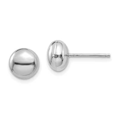 Curata 14k White Gold Polished 8mm Button Post Earrings