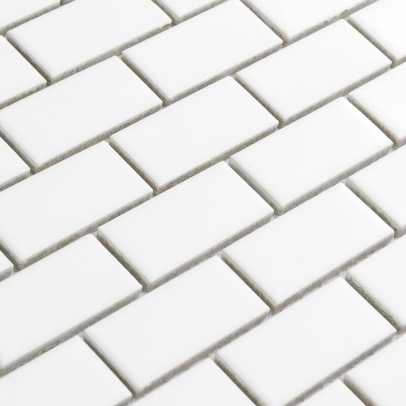 Merola Tile Metro Subway Matte White 11-3/4" x 11-3/4" Porcelain Mosaic Tile
