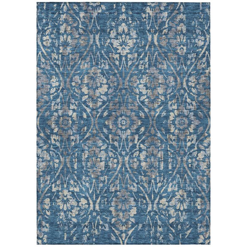 Machine Washable Indoor/ Outdoor Chantille Distressed Traditional Rug