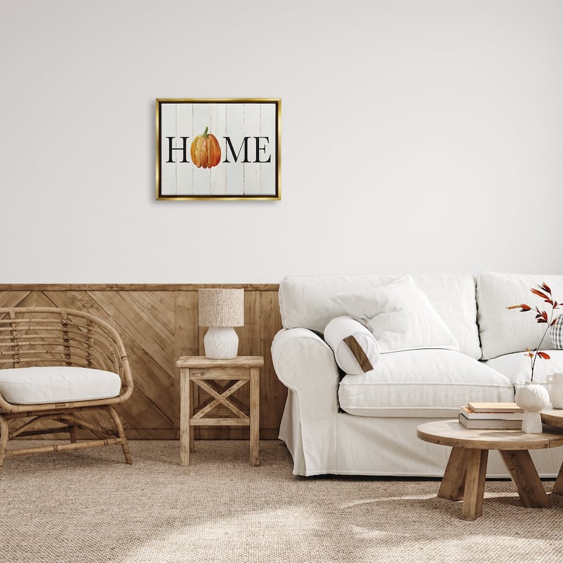 Stupell Rustic Home Pumpkin Framed Floater Canvas Wall Art Design by Carol Robinson