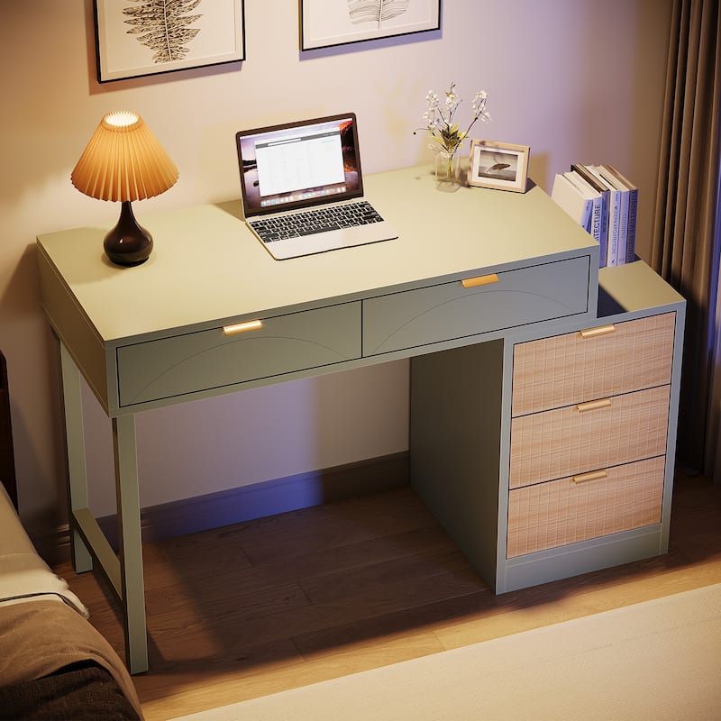 Modern Wood Computer Desk with 5-drawer for Home Office