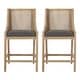 preview thumbnail 4 of 18, Christopher Knight Home Cataldo Fabric Upholstered Wood and Cane 25.5-Inch Counter Stools (Set of 2)