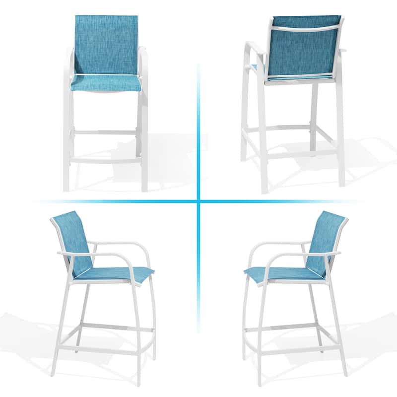 Crestlive Products Outdoor Outdoor Cast Aluminum Swivel Bar Stools with Sunbrella Cushion