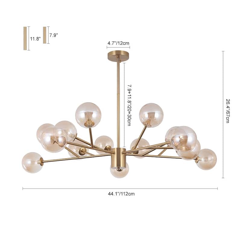 15-light Glass Globe Bubble Sputnik Chandelier
