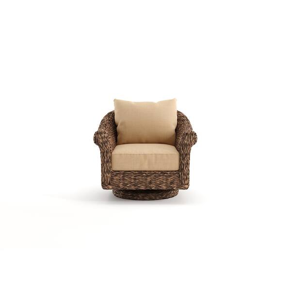 Winston Cayman Heritage Brown With Seagrass Weave Swivel Lounge Chair Overstock 32282713