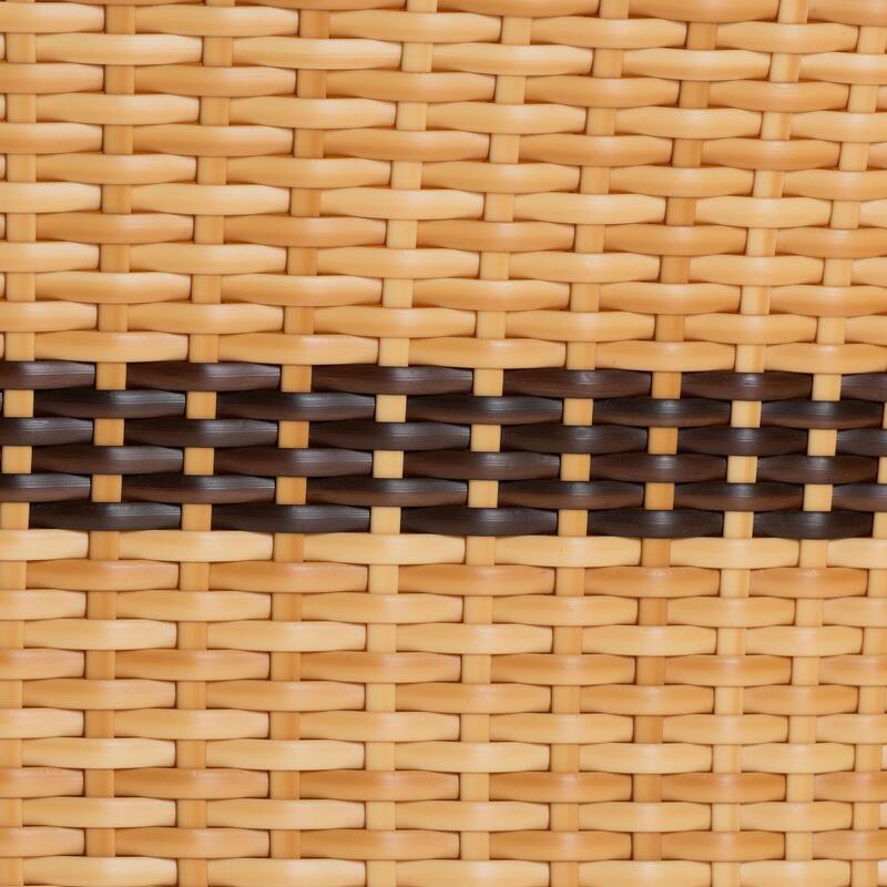 Elma Rattan Counter Stool with Cushion - Barrel-Back Counter Chair with Synthetic and Natural Rattan, Boho Coastal Style