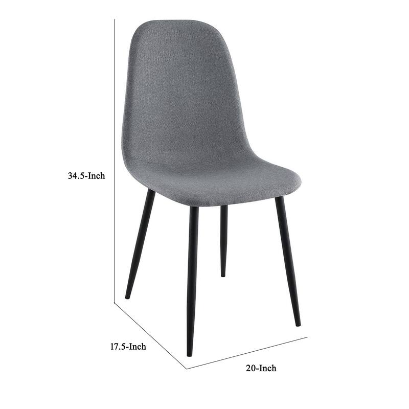 Dinar Dining Chair Set of 4, Gray Fabric Bucket Seat, Black Metal Legs
