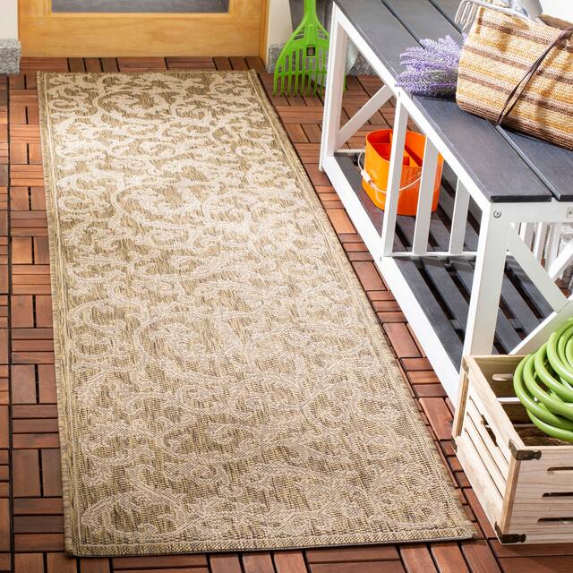 SAFAVIEH Courtyard Darline Indoor/ Outdoor Waterproof Patio Backyard Rug - 2'3" x 8' Runner - Brown/Natural