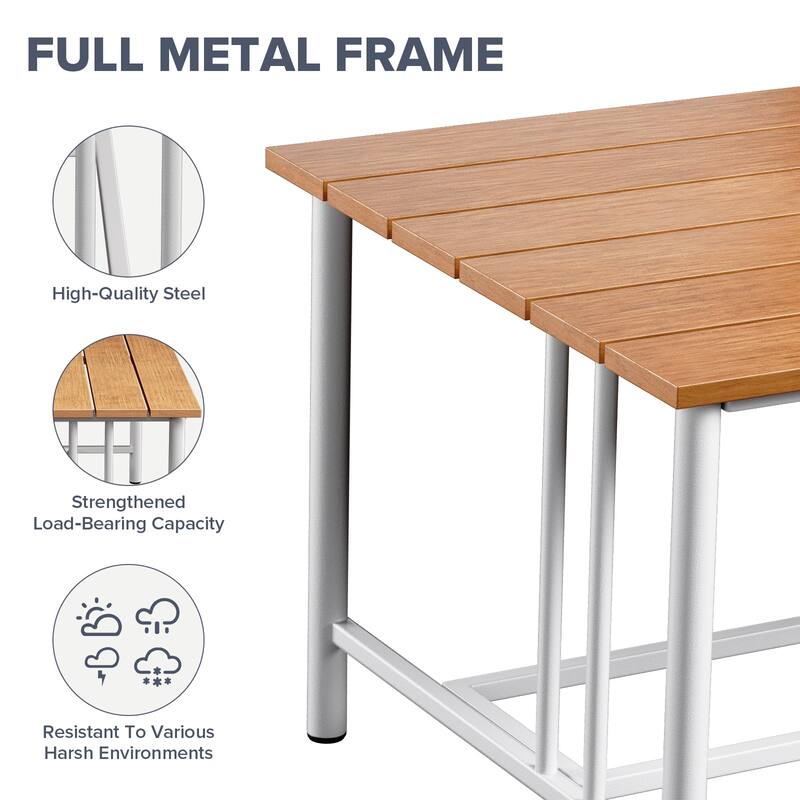 Gymojoy Metal Patio Coffee Table with Polywood Top, Small Outdoor Side Table for Deck & Balcony