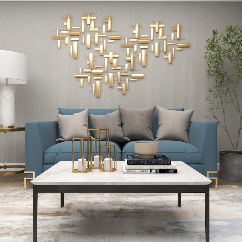 Metal Geometric 3D Stripe Home Wall Decor - Gold - CosmoLiving by Cosmopolitan
