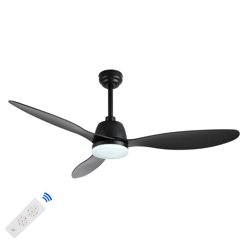 Aldrin 52" 1-Light Industrial Iron/Plastic Mobile-App/Remote-Controlled 6-Speed Propeller LED Ceiling Fan, by JONATHAN Y