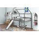 preview thumbnail 13 of 16, Stylish Full Loft Bed with Slide and Ladder, Solid Pine Wood Frame, Modern Design
