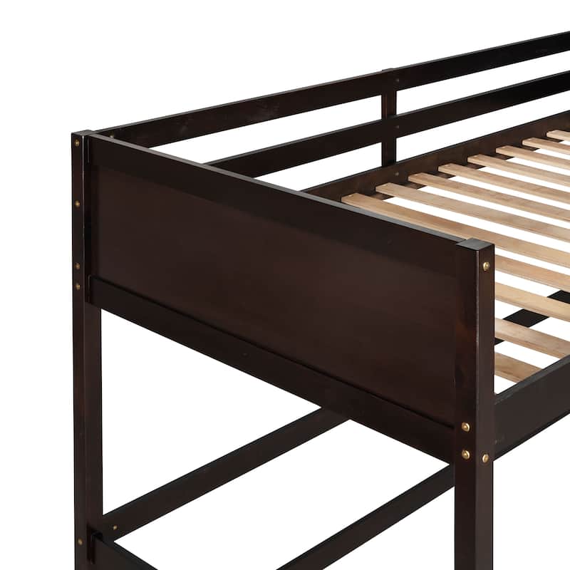 Minimalist Twin Size Loft Bed with Ladder and Guardrails