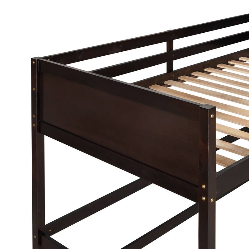 Twin Size Solid Wood Loft Bed with Ladder in Espresso Finish