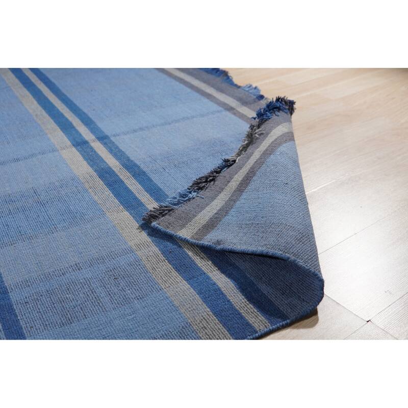 Home Decor EORC Hand-Knotted Wool Flat Weave Rug, Denim Stylish and Durable Area Rug for Adding Comfort and Texture to You