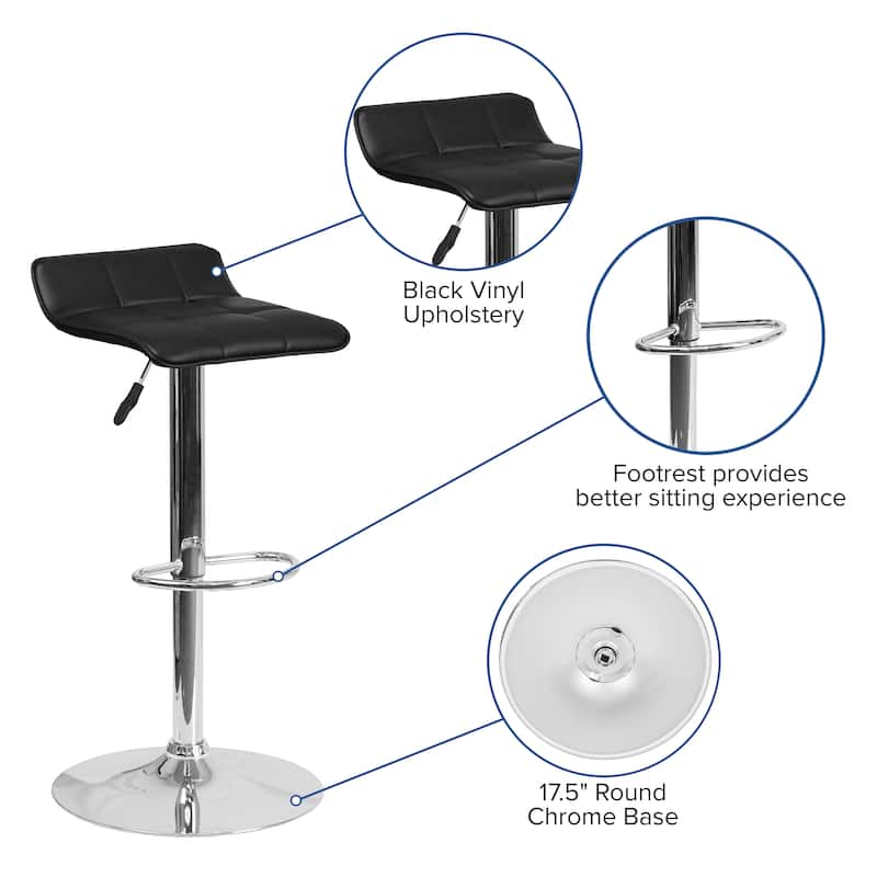 Contemporary Vinyl Adjustable Height Bar Stool - 34.5 to 43"