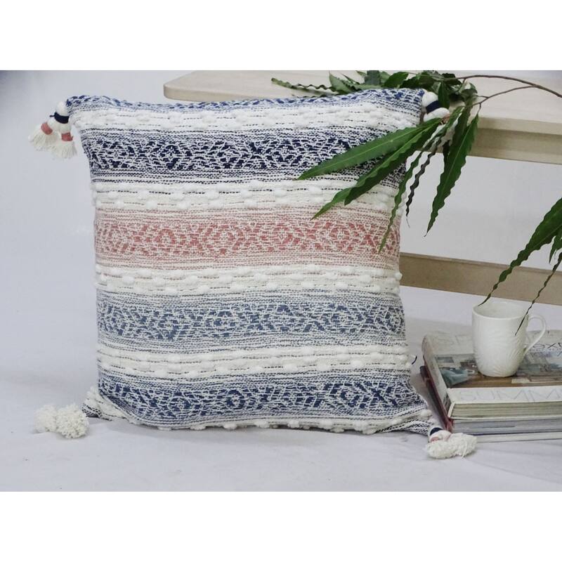 Vibhsa 22" X 22" Throw Pillow for sofa with Tassels