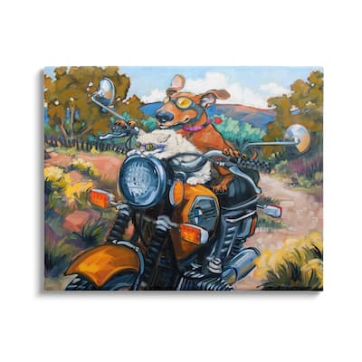 Stupell Cat & Dog on Motorcycle Canvas Wall Art Design by CR Townsend