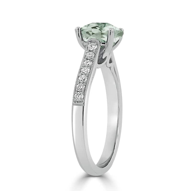 Auriya 3/4ct Fancy Oval Green Amethyst and Diamond Engagement Ring 1/4ctw 14k Gold