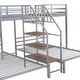 preview thumbnail 26 of 24, Twin Metal Bunk Bed, Triple Bunk Bed Frame w/ Storage Shelves Staircase