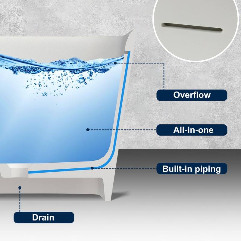 MEDUNJESS 67'' Freestanding Bathtub Solid Surface Soaking Tub