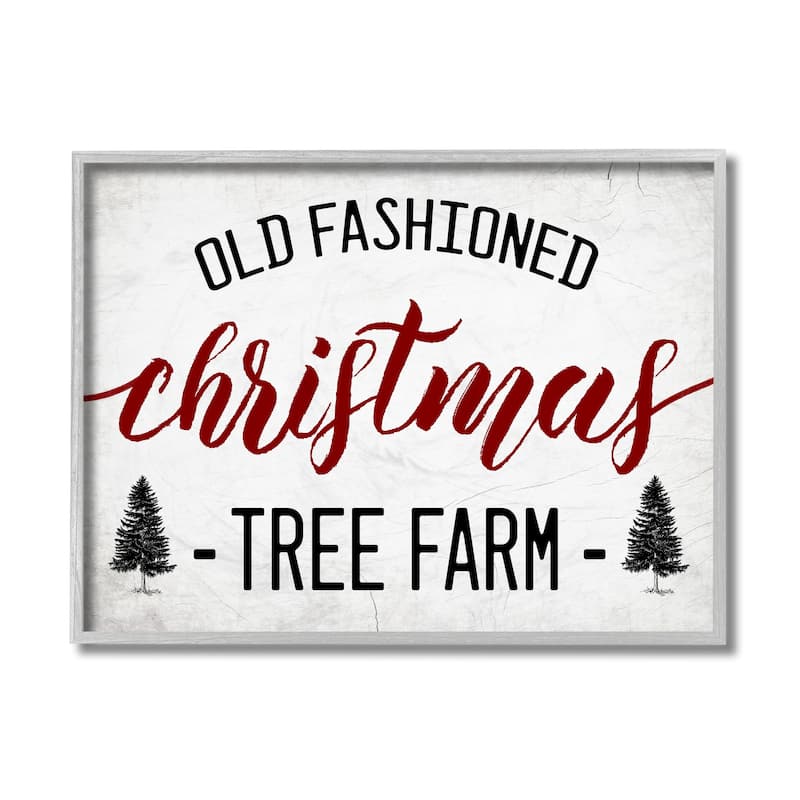 Stupell Red Christmas Rustic Tree Farm Sign Framed Wall Art