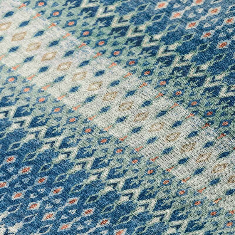 Machine Washable Indoor/ Outdoor Addison Bravado Geometric Ikat Rug