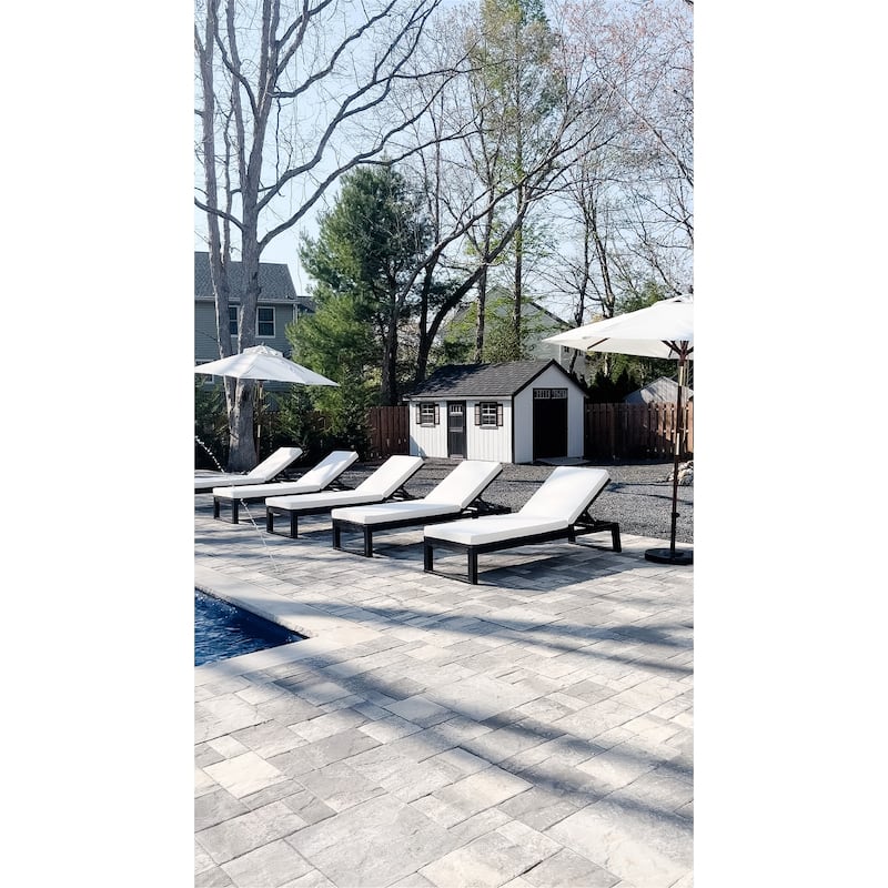 SAFAVIEH Outdoor Kaliyah Solid Wood Chaise Lounge Chair - 25Wx81Dx37H