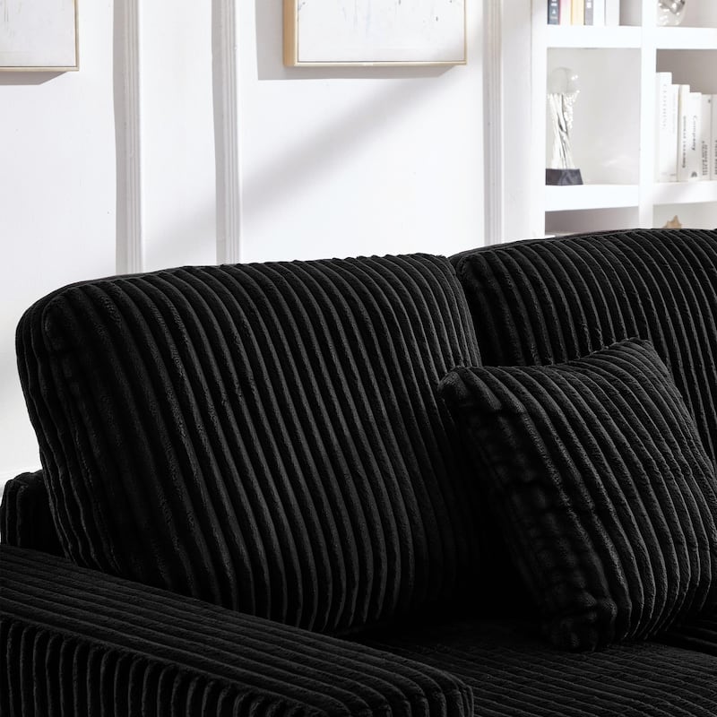 93" Sectional Sofa, L-Shaped with Reversible Chaise Lounge, Upholstered in Soft Corduroy