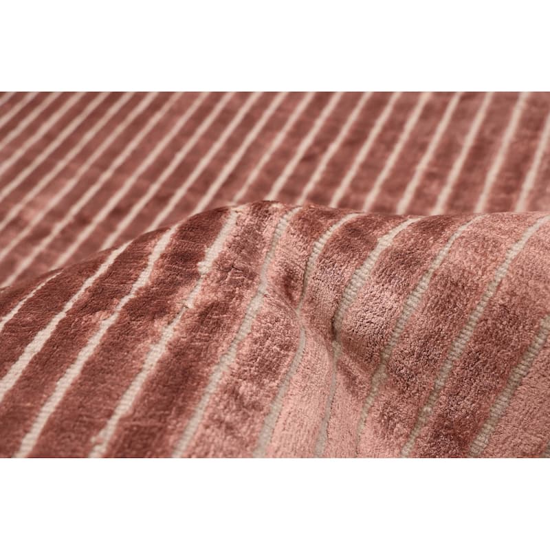 ECARPETGALLERY Hand Loomed Elysian Copper Viscose Rug - 6'8 x 9'7