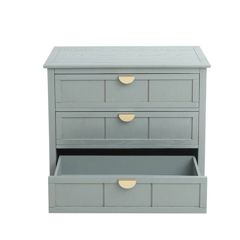 American Style 3-Drawer Vertical Chest Cabinet with Golden Handle for bedroom, living room