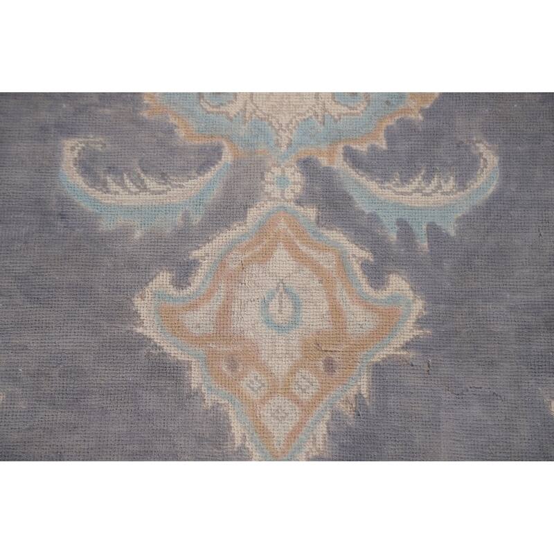 Hand Knotted Oriental 100% Wool Carpet Traditional Medallion Greys & Charcoal Tabriz Area Rug - 12' 5'' X 9' 7''