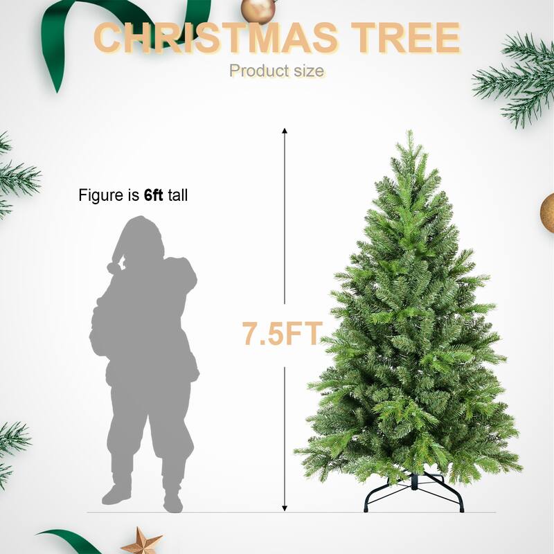 5FT Christmas Tree with 756 PE+PVC Tips - Full-Bodied Holiday Tree with Hinged Branches,Metal Stand,Green Xmas Decoration
