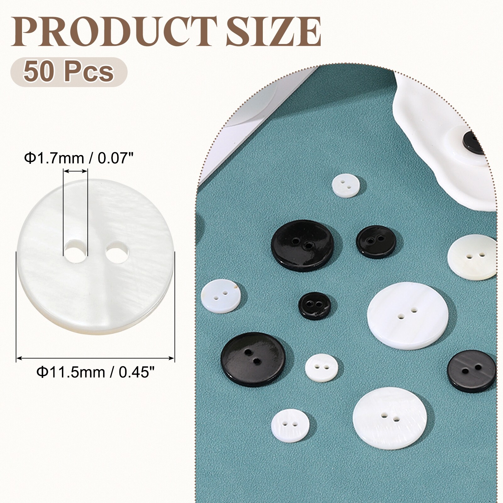 Natural Shell Button, Flat Mother of Pearl Buttons for Shirt Coats Suits Jacket Jeans