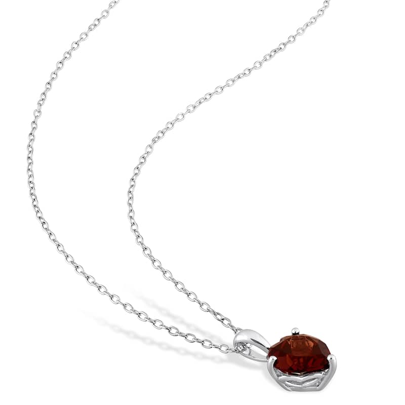 Miadora 5 4/5ct TGW Heart-Shape Garnet Set of Necklace and Earrings in Sterling Silver