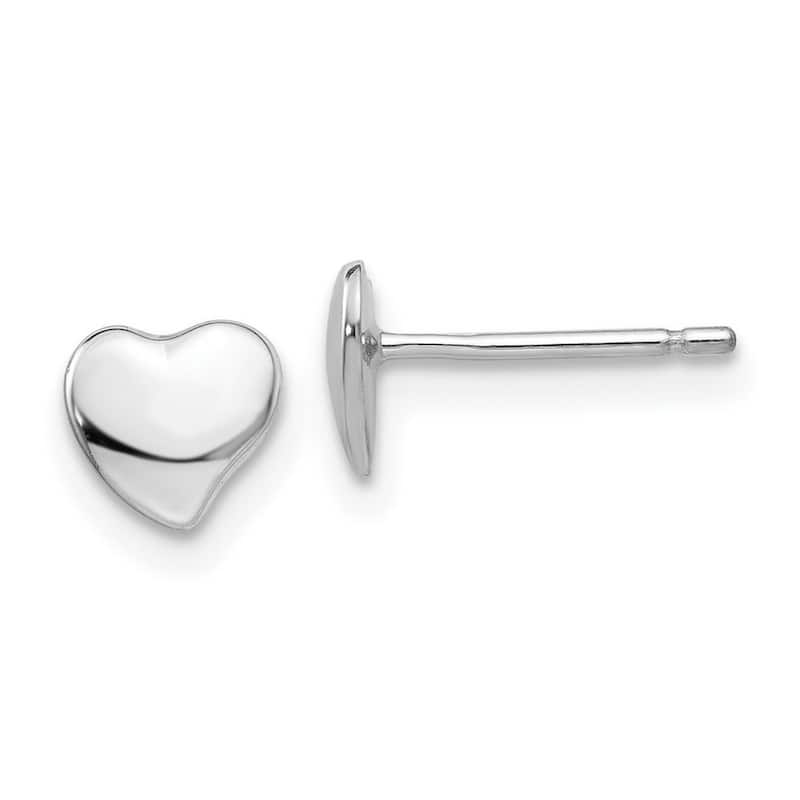 Curata 14k White Gold 3mm Polished Abstract Small Heart Post Earrings