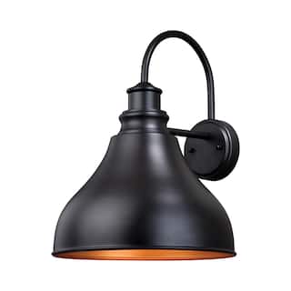 VAXCEL Delano 1-Light Oil Burnished Bronze Dusk to Dawn Sensor Farmhouse Outdoor Wall Sconce, Steel Shade, Dark Sky Compliant