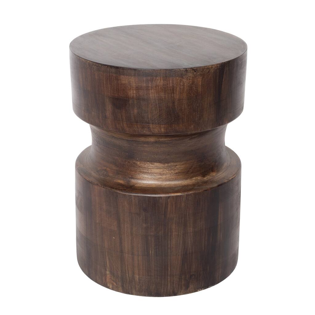 Sevita Humphrey Brown Handmade Solid Mango Wood Drum Side Table