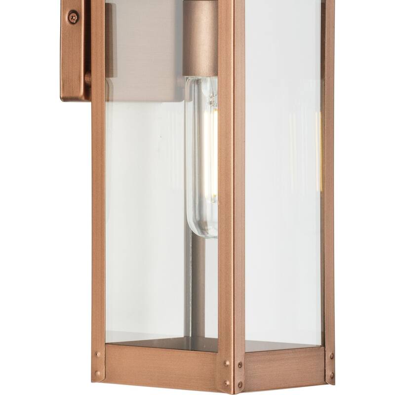 Union Square One-Light Small Antique Copper Urban Industrial Outdoor Wall Lantern - 6.5 in x 5.5 in x 15.87 in