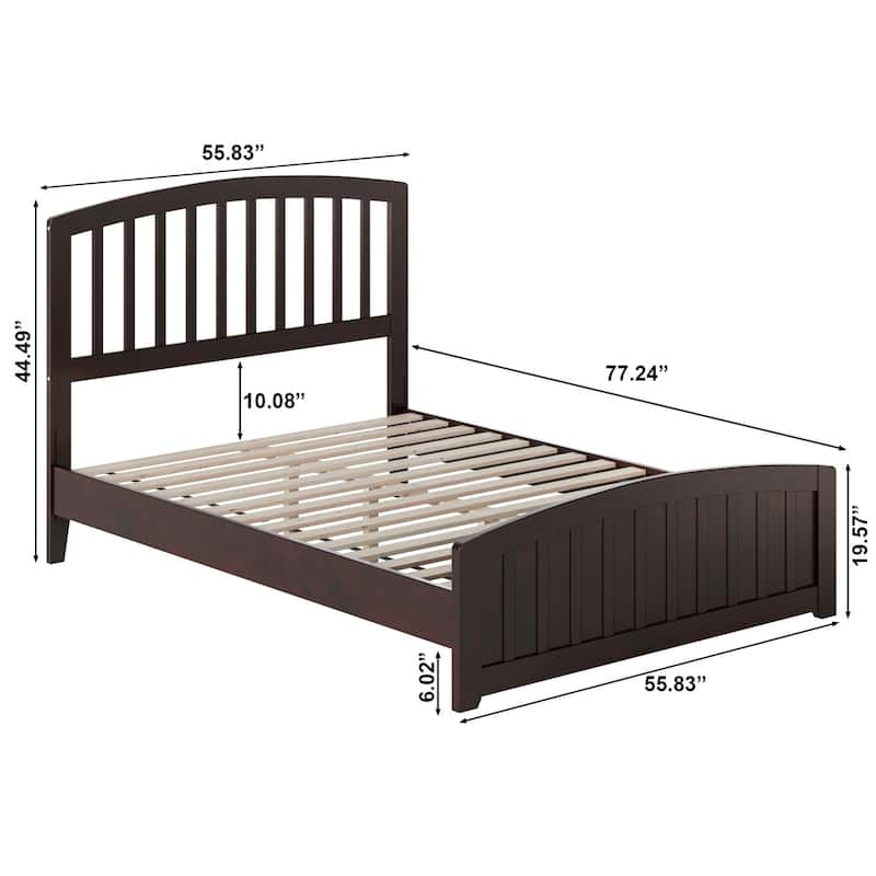 Full Platform Bed - Low Profile Wood Bed Frame with Footboard - Modern Bedroom Furniture