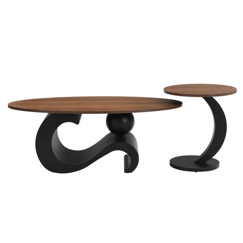 47.24'' W Nesting Coffee Table Set of 2 Living Room Round Coffee Table Set