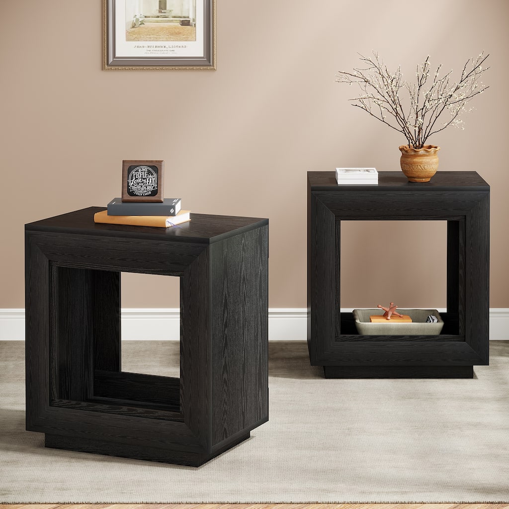 24" Side Table with Shelf, End Table, Nightstand Bedside Table for Small Spaces, Bedroom, Living Room, Entryway