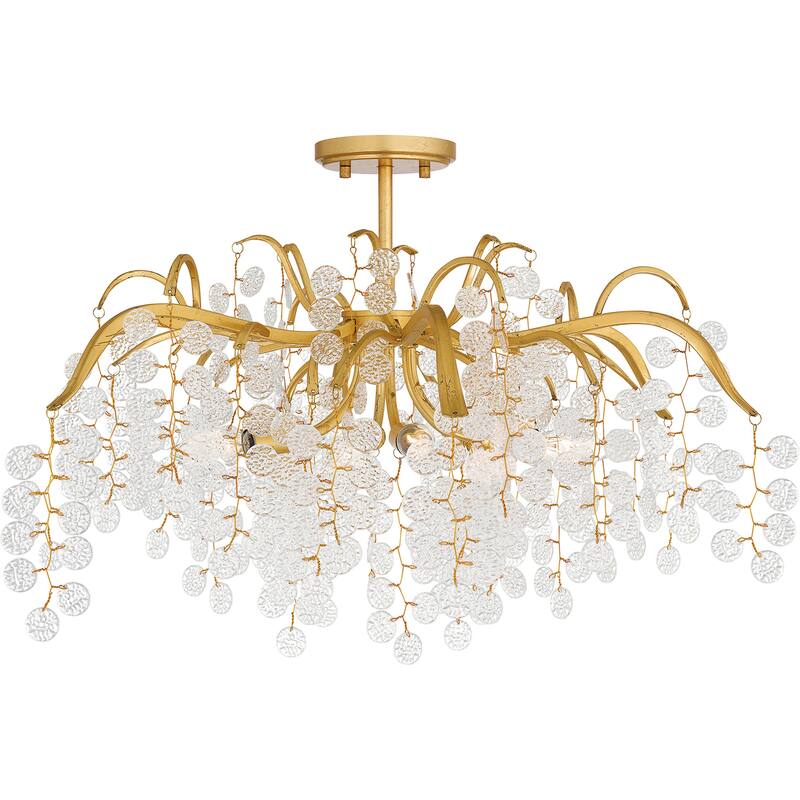 Maple 6-Light Gold Leaf Semi-Flush Mount