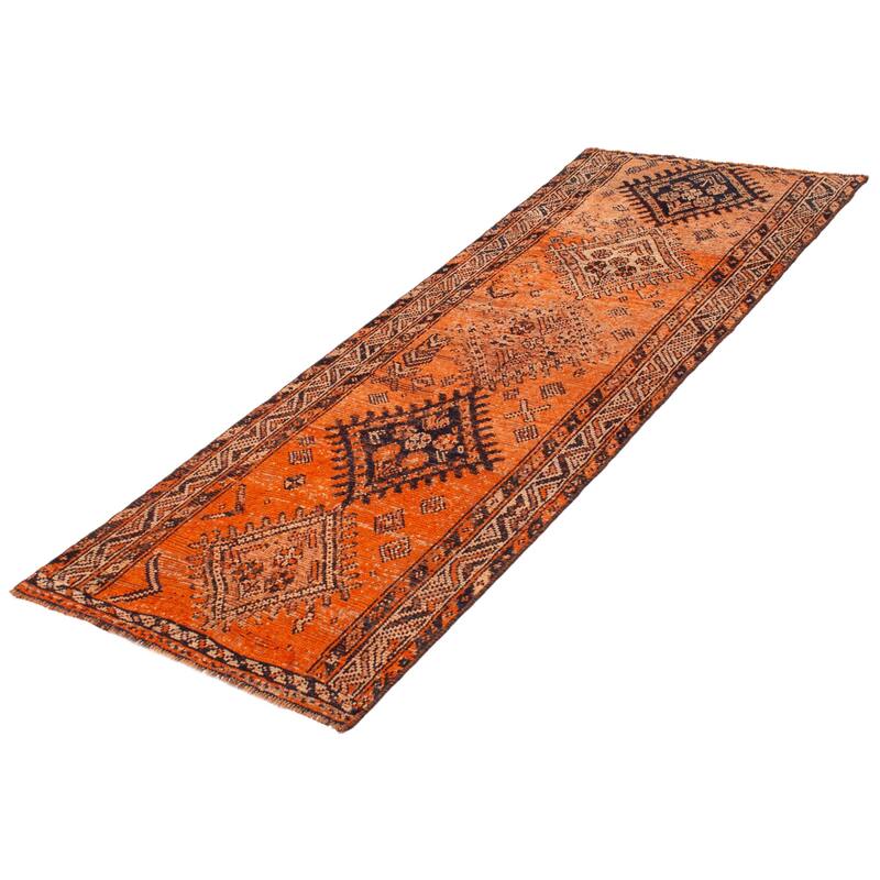 ECARPETGALLERY Hand-knotted Melis Vintage Orange Wool Rug - 3'8 x 9'7