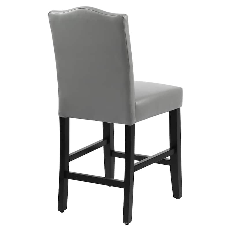 24 Inches Faux Leather Counter Height Bar Stools with Nailhead Trim