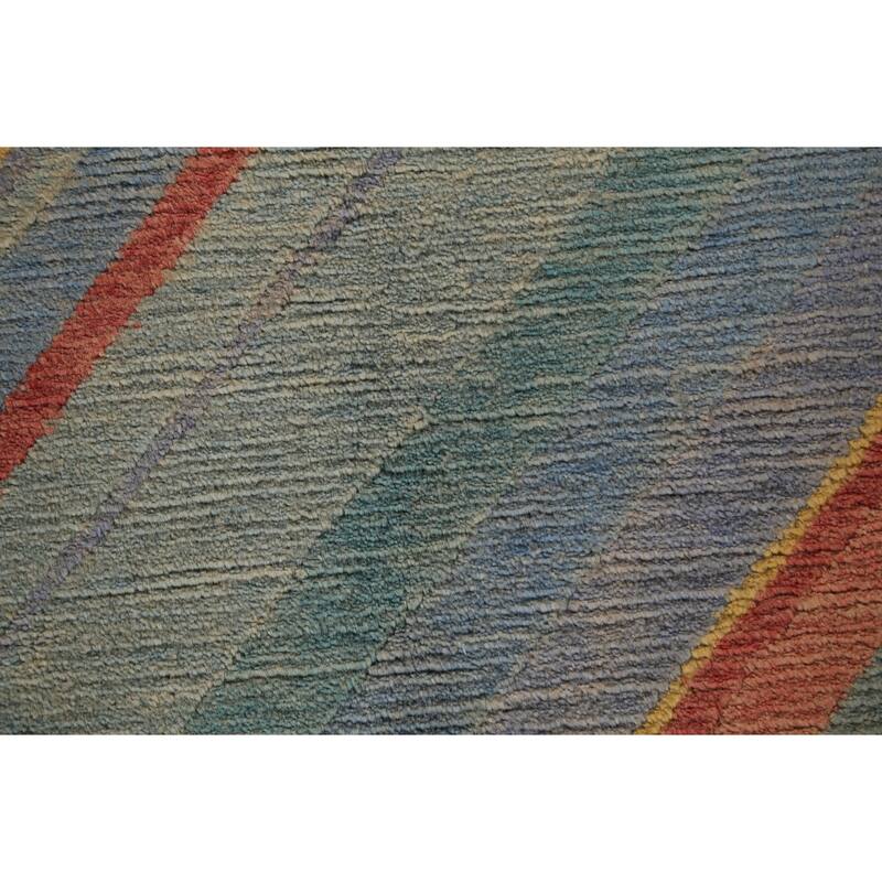 Striped Vegetable Dye Nepalese Wool Area Rug Hand-knotted Foyer Carpet - 5'0" x 8'5"
