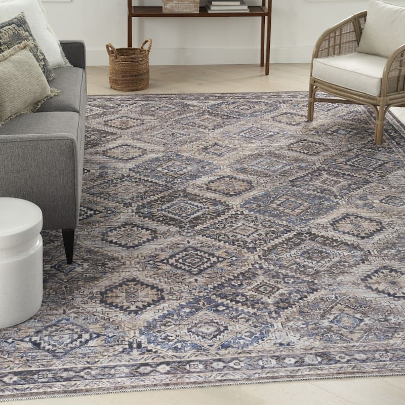 Nurim Power Loomed Distressed Floral Area Rug By HomeRoots - 8' x 10'