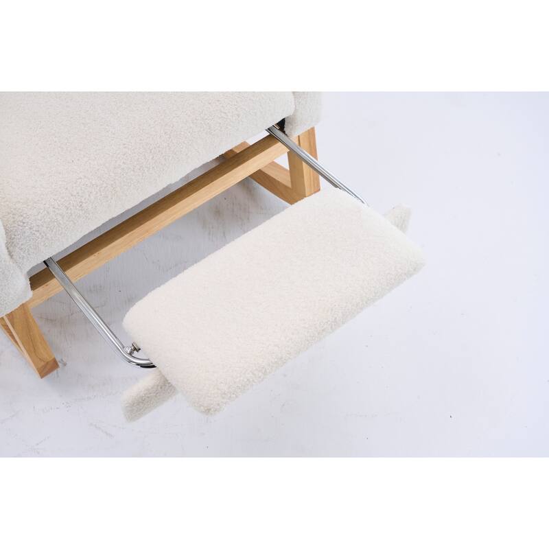 GDFStudio - Plush High-Back Rocking Chair with Footrest & Storage Pocket